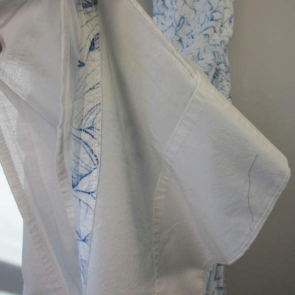 Tory Burch Maxi Dress 0 White Blue Floral 100% Cotton Open Cross Back Chic 358 - Picture 6 of 13